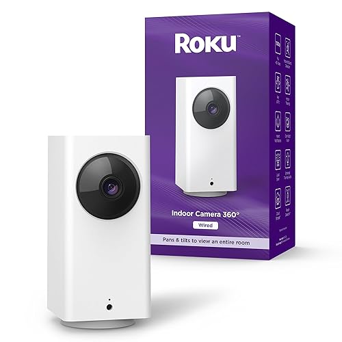 Roku Indoor Camera 360° for Home Security - Security Camera with 1080p HD Color Night Vision, Compatible with Alexa & Google, Motion Detection