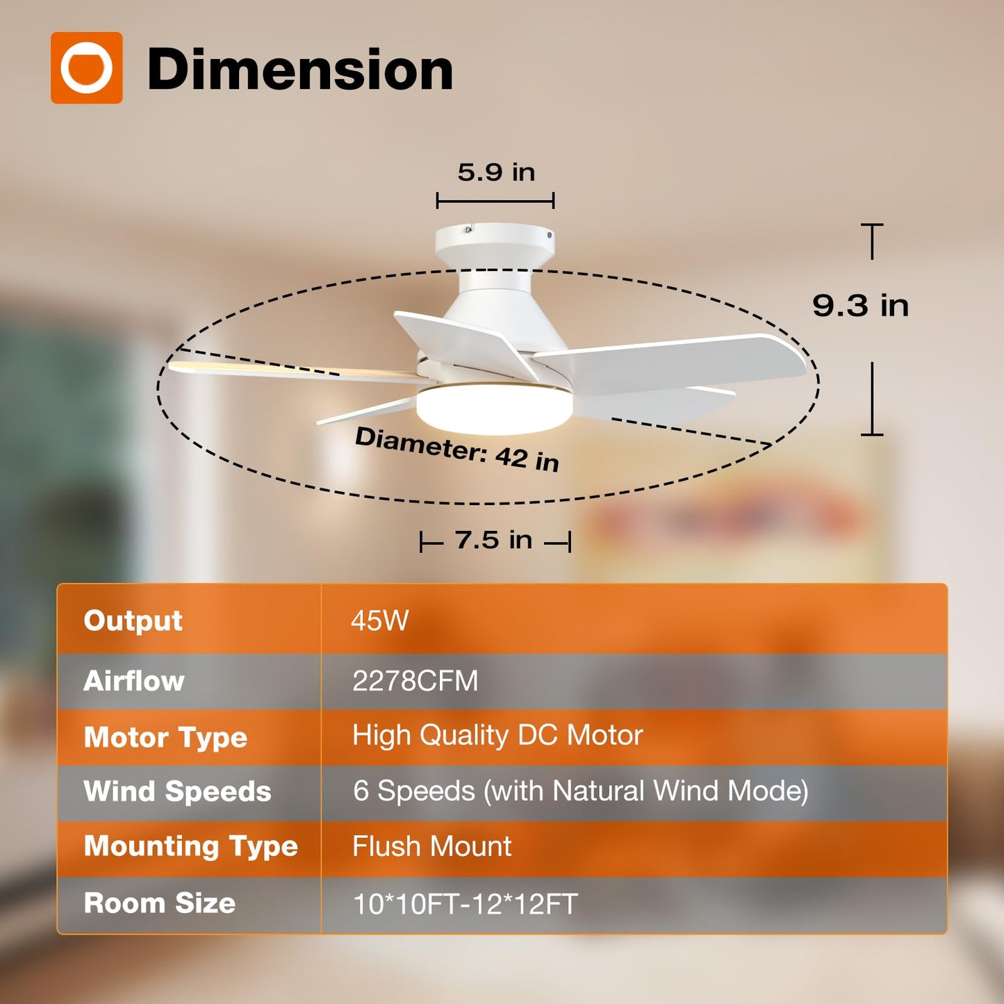 addlon 32 Inch White Low Profile Ceiling Fans with Lights and Remote