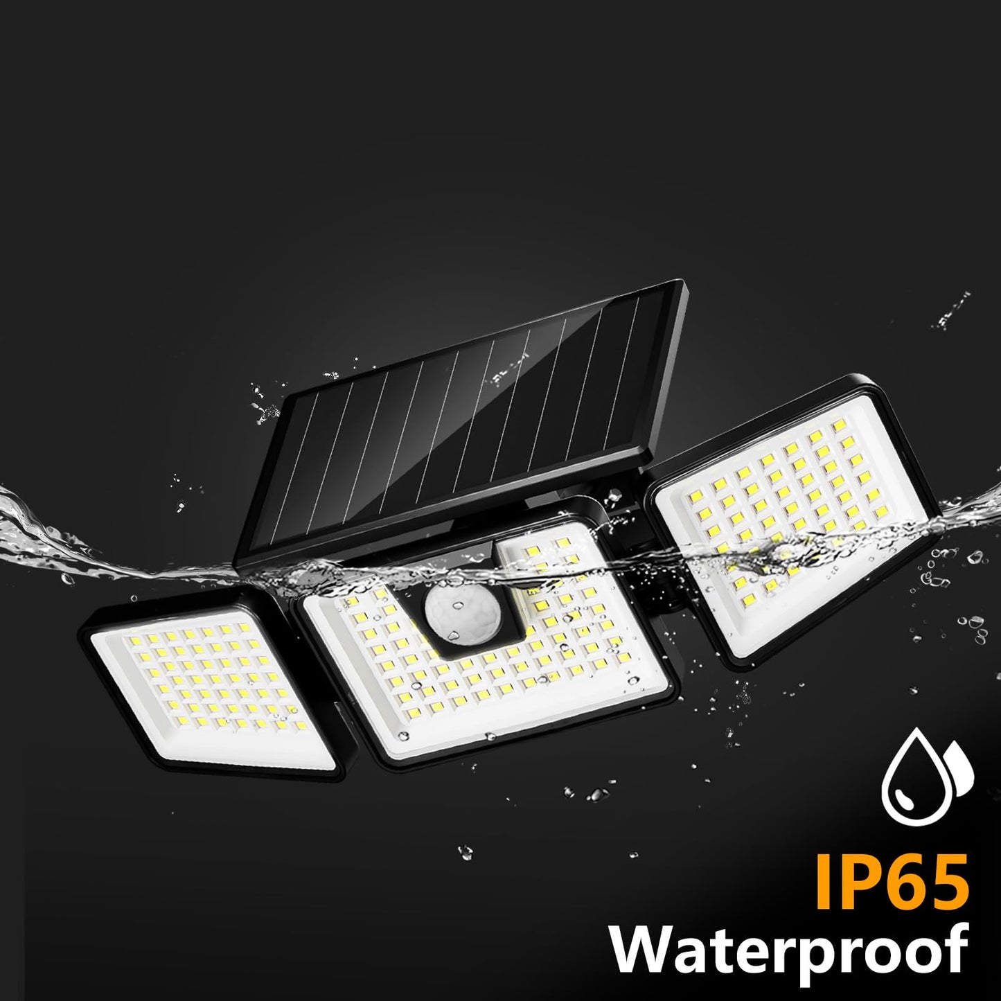 INCX Solar Lights Outdoor Waterproof, 3000 LM 156 LED Motion Sensor Outdoor Lights, 3 Heads Solar Powered Security Flood Light Motion Detected