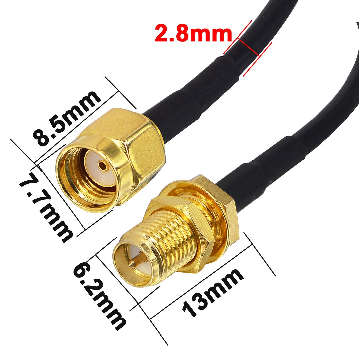 Kaunosta WiFi Antenna Extension Cable 15ft RG174 RP-SMA Male to RP-SMA Female RF Coaxial Cable Low Loss Gold Plated Pigtail for Wireless LAN Router