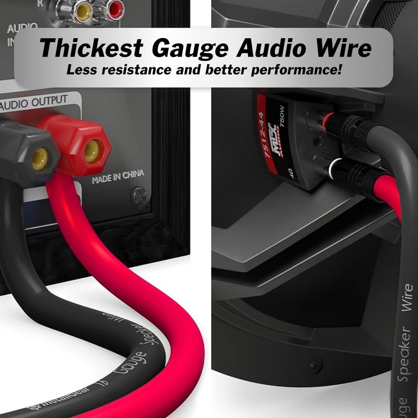 InstallGear 14 Gauge Speaker Wire - Red/Black 100ft Speaker Wire for Car, Home Theater, Stereo, Radio, Surround Sound Systems - 14 Gauge 100 ft