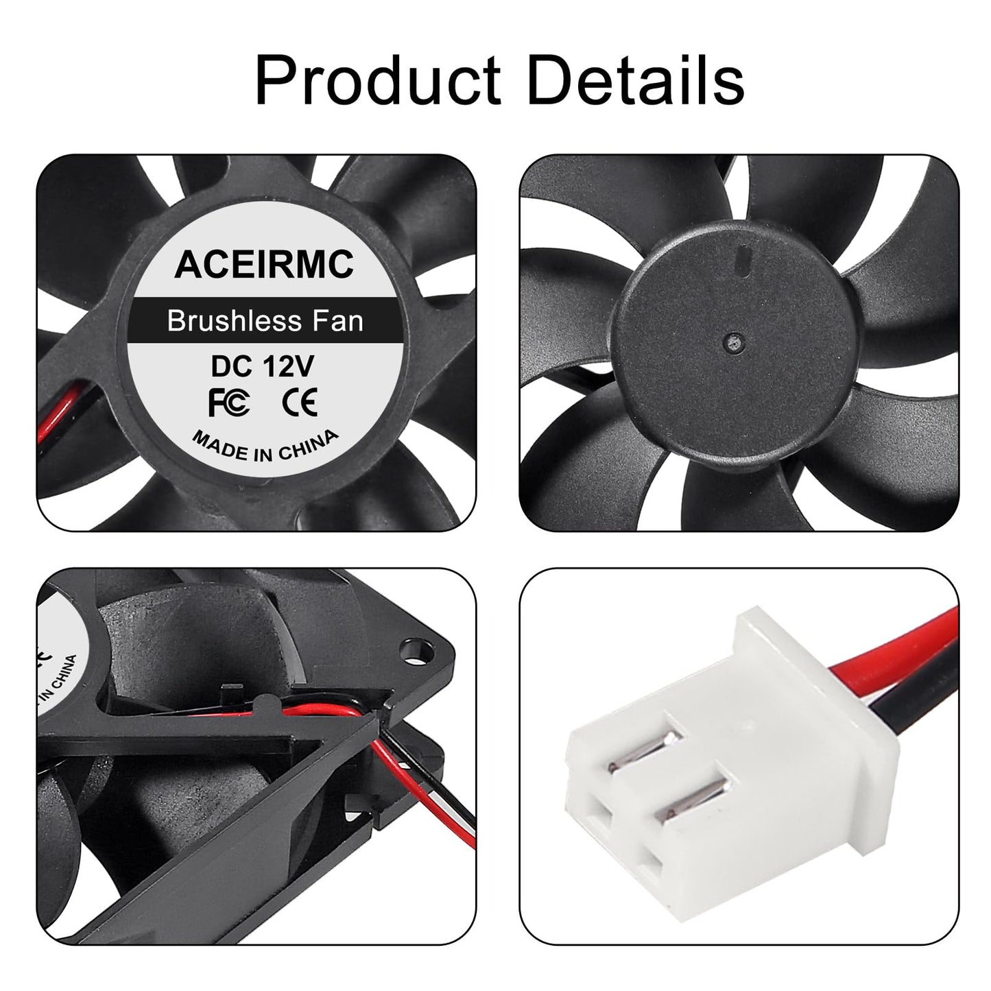 ACEIRMC 2pcs 9225 92mm x 25mm 12V DC Brushless Computer case Fan 12 Volt 2Pin Dual Ball for DIY Cooling Ventilation Exhaust Projects (Double Ball