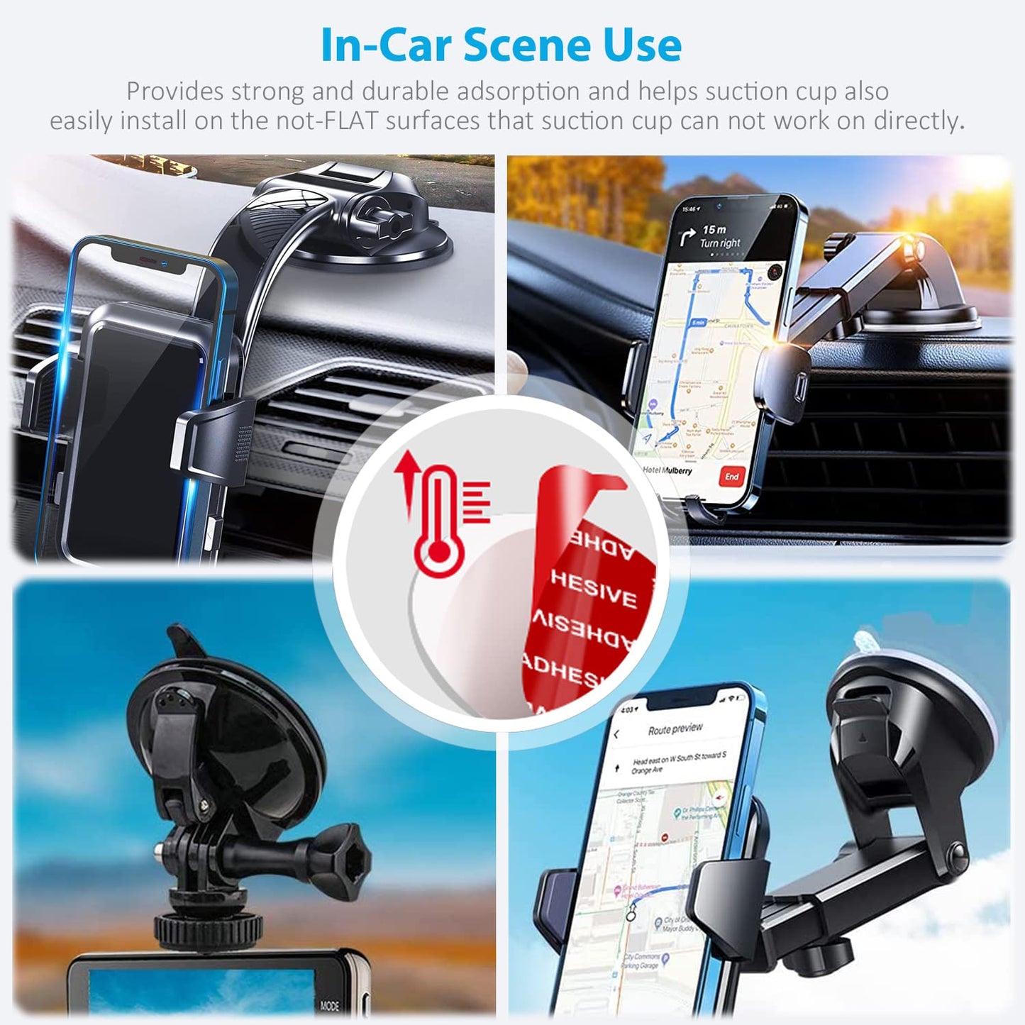 AZXYI Very High Bond Sticky Adhesive, 6 Pack Dashboard Pad Mounting Disk Adhesive Replacement Kit, Double-Sided Stickers for Suction Cup Dashboard