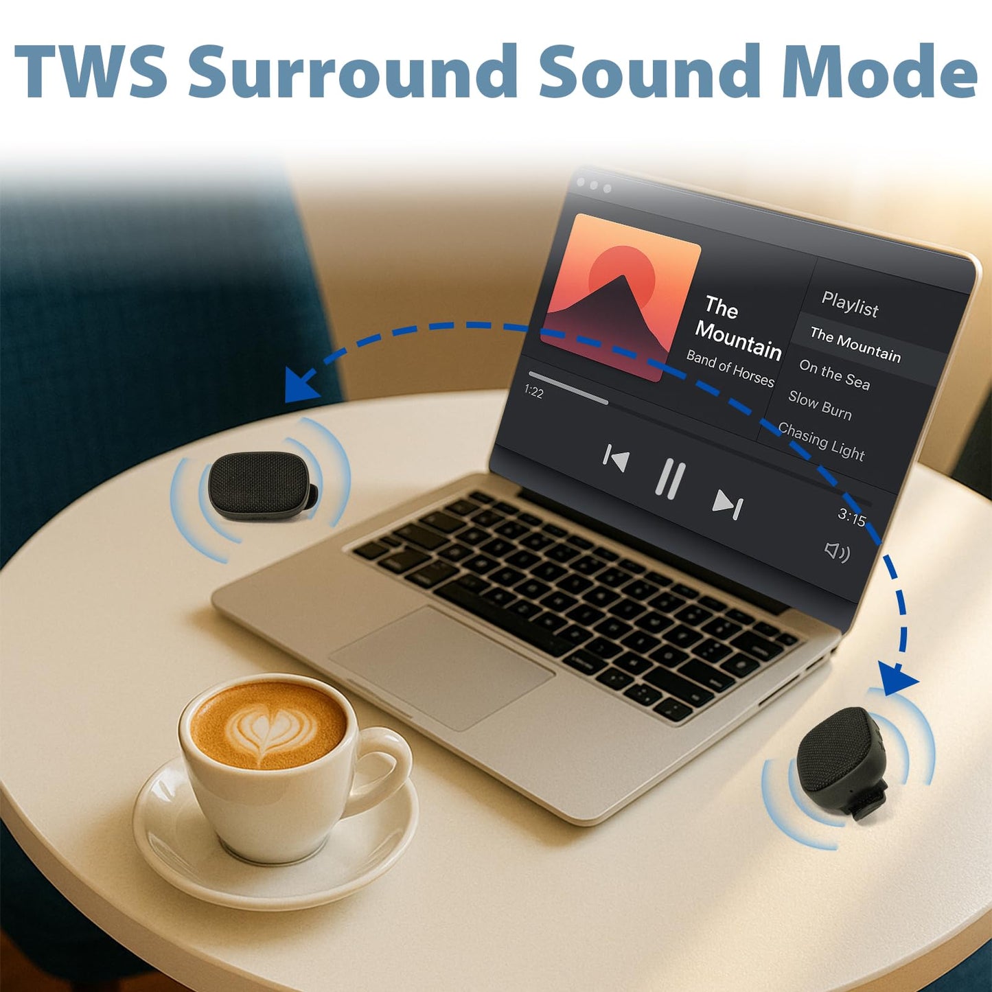 Travel Depot Wearable Bluetooth Speaker, Mini Wireless Clip On Speaker w/Microphone, TWS Waterproof Speaker w/SOS Safety Feature, Portable Speaker