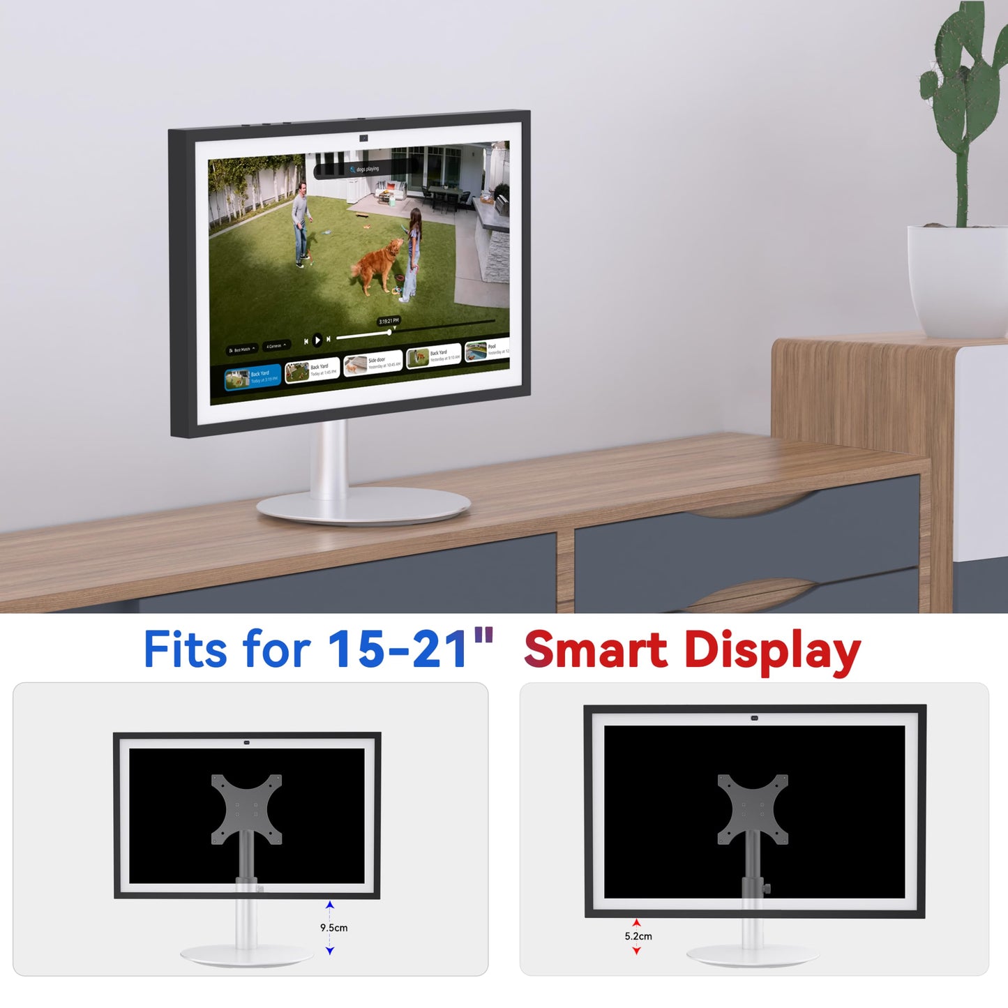 ITSHOM Stand for Echo Show 15 (1st, 2nd Gen), Echo Show 21 with Swivel and Tilt Design, 4-Level Height Settings, Aluminum Mount Stand for Show 21