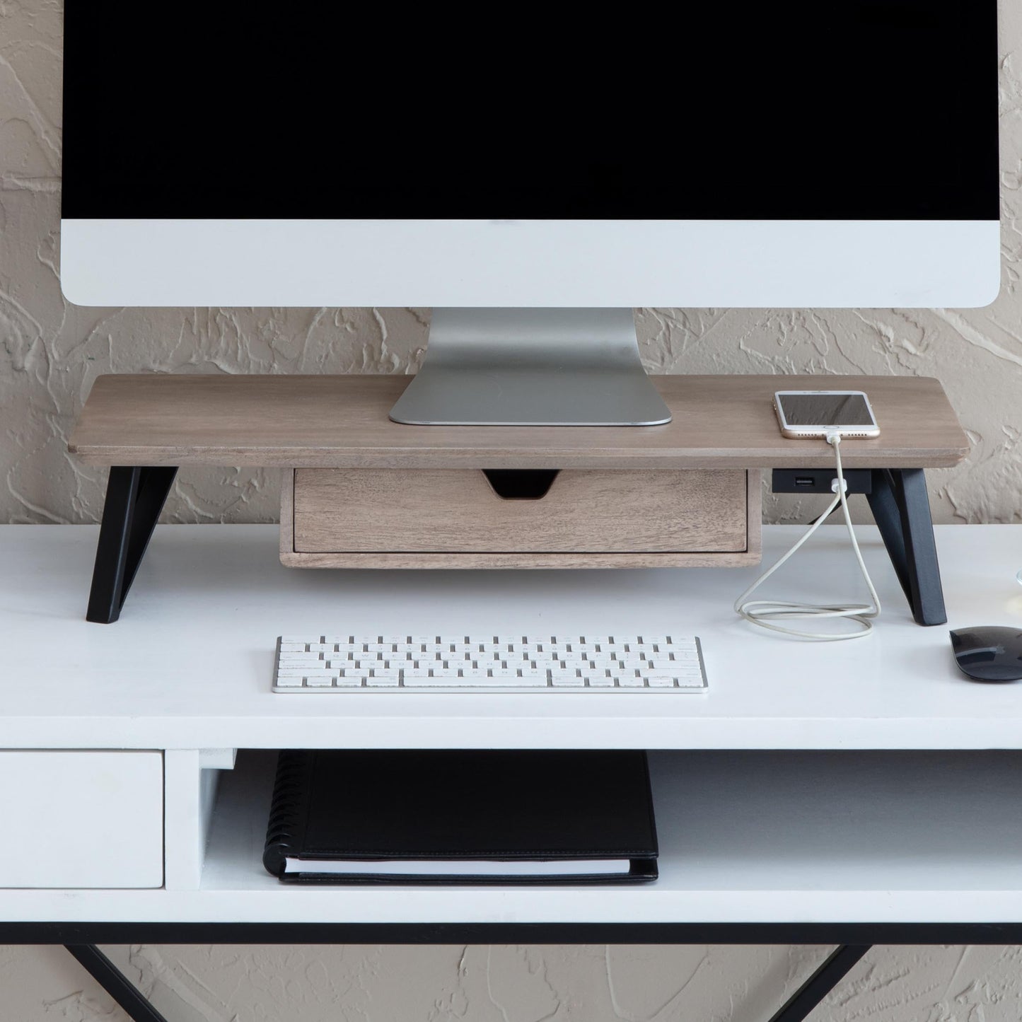 Anji Mountain Monitor Stand - Desktop Organizer & Laptop Riser, Ergonomic Monitor Riser, Space-Saving Monitor Stand for Desk, Durable Construction