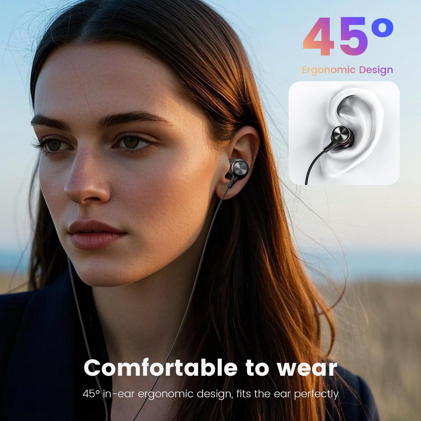 MOSWAG Wired Earbuds with Microphone, 3.5mm in-Ear Headphones with Noise Isolating Fit & Clear Sound, Comfortable Ergonomic Earpieces for Phone…