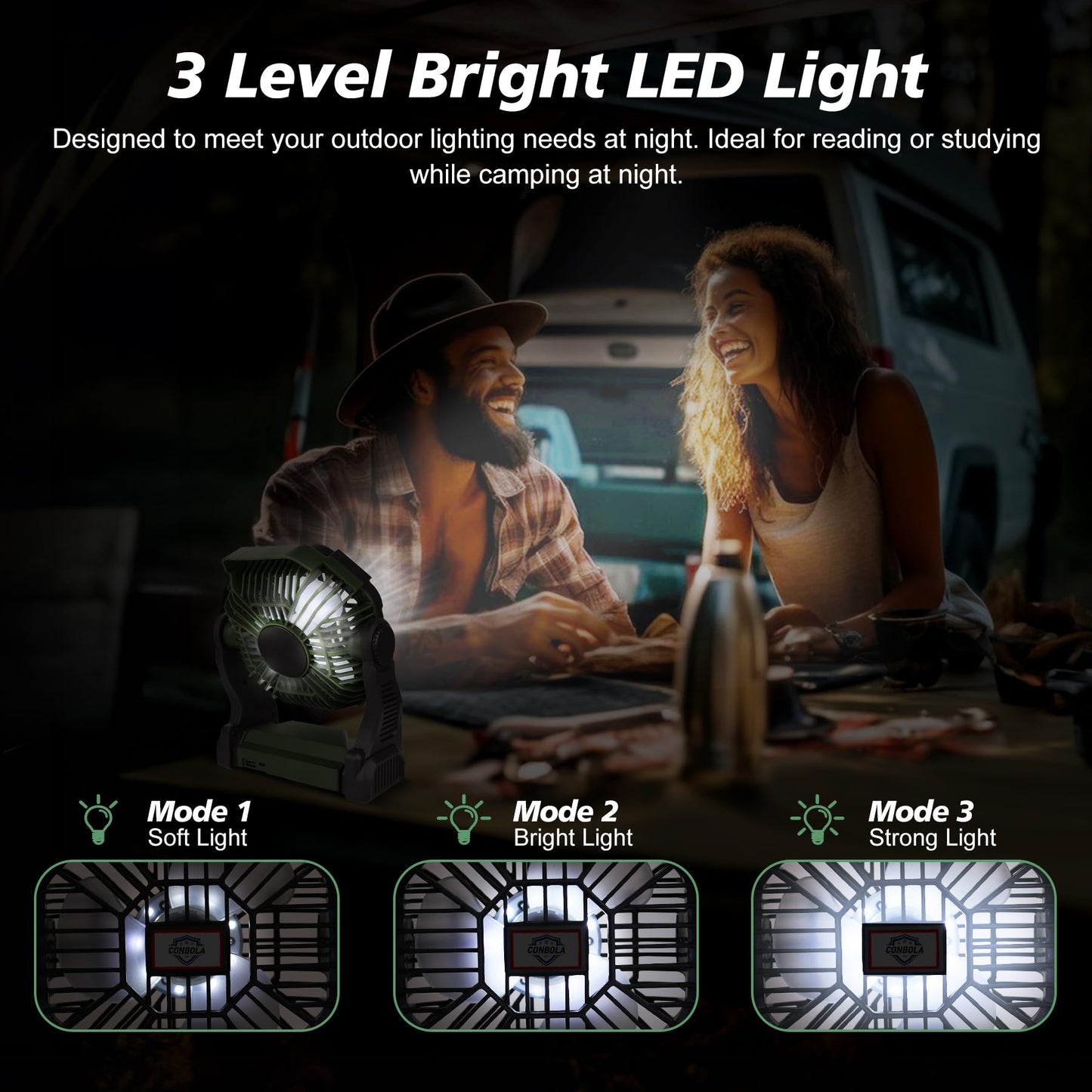 Portable Fan Rechargeable, 25400mAh Cordless Battery Powered Fan with LED Lantern, USB C Battery Operated for Travel Bedroom Home Camping Tent Office