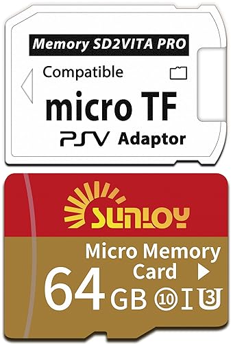SD2Vita 6.0 PS Vita Memory Card Adapter with 64GB Micro SD Card, High Speed microSDHC UHS-I Flash Memory Card with PSV Micro SD Card Adapter for PSV
