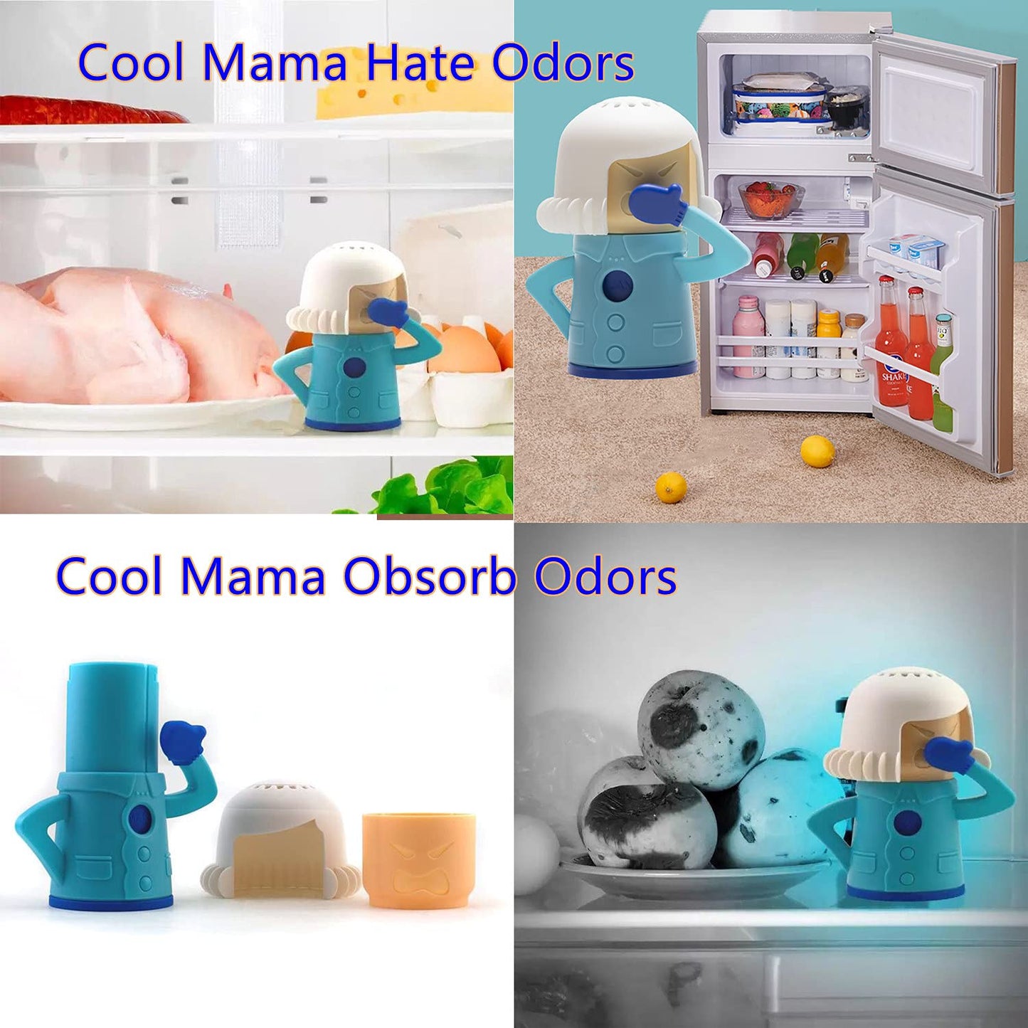 Fridge Odor Remover Cool Mama, Chilly Mama Freezer Odor Freshener Remover, Just Add Baking Soda, Fridge Chilly Mama Baking Soda Odor Absorber