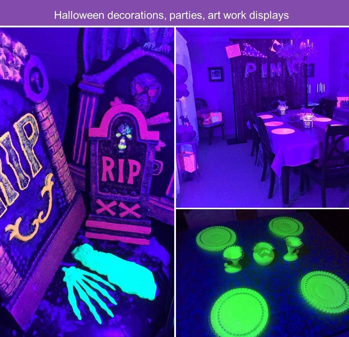 Wennyn LED Black Light, 10W USB Compatible UV LED Blacklight Tube for Blacklight Bulb Replacement, Glow in the Dark, Halloween, Posters, Blacklight