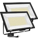Gopretty 500W Warm White LED Flood Lights Outdoor 2 Pack, 55000LM Super Bright Security Lights with Plug, Commercial Arena Lighting for Yard Court