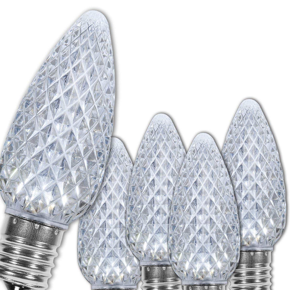 Wintergreen Lighting 25 Pack OptiCore LED C9 Cool White Christmas Light Bulbs - Premium Shatterproof C9 LED Christmas Replacement Bulbs, E17
