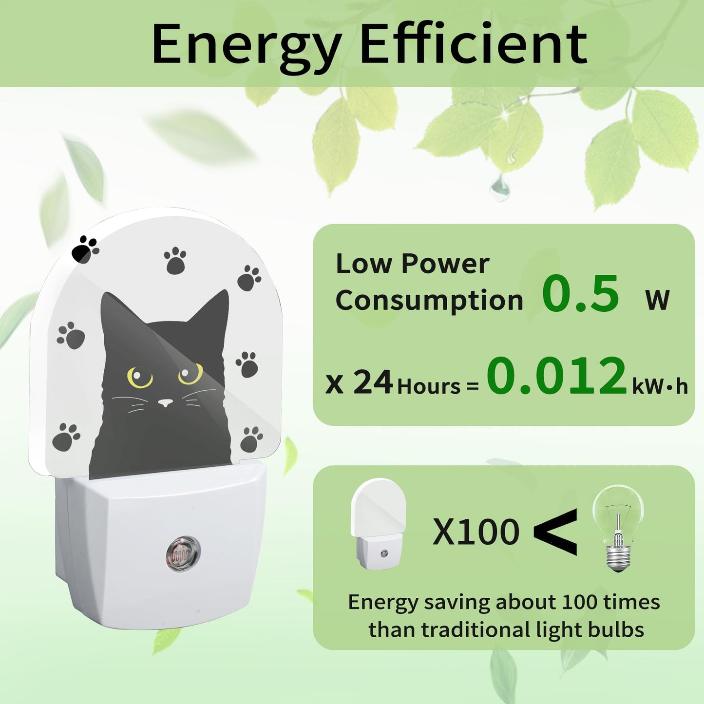 ZTHLL Black Cat Night Light, Night Light Plug into Wall with Dusk to Dawn Sensor, LED Lamp Energy Saving Lights for Men Women Boys Girls,Lamp