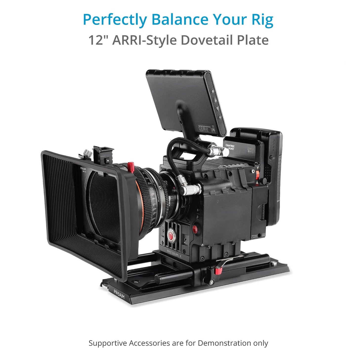PROAIM 12" Dovetail Tripod Plate V1 Compatible with ARRI Standard Quick-Release Baseplates. Heavy-Duty Support for Professional Camera Setups.