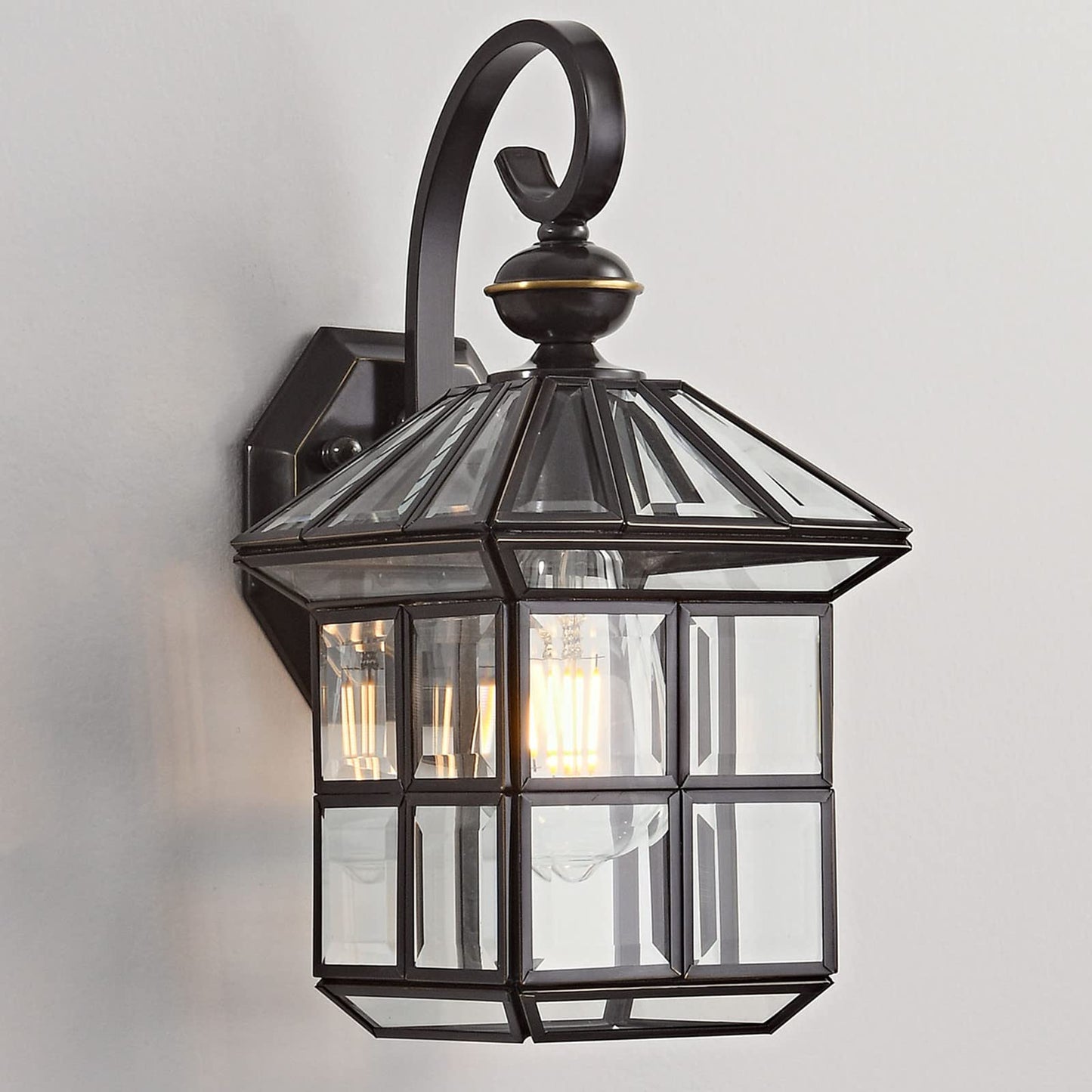 Milaii Copper Bronze Outdoor Wall Lights, 13.4" H Vintage Exterior Lantern Light Fixture Anti-Rust Waterproof Wall Mount Lamp with Clear Glass E26