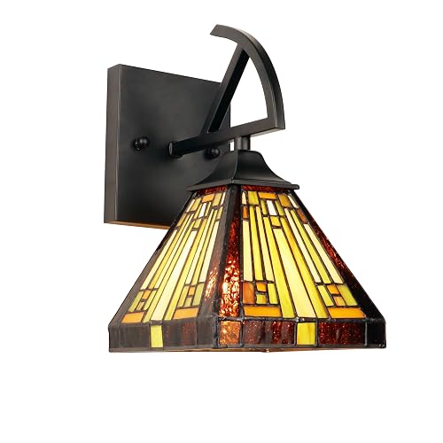 Chloe Lighting Innes Mission-Style 1-Light Blackish Bronze Finish Wall Sconce 6" Shade