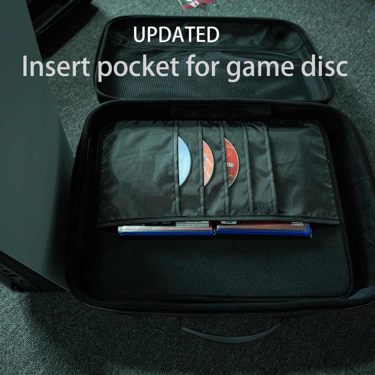 RIGICASE Hard carry case for ps5/ps5 pro/ps5 slim(no removing stand), Hard travel case for playstation and accessosries,with handle/adjustable