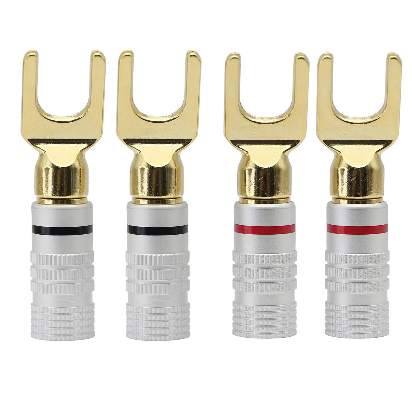 Y Spade Plug,Speaker Spade Connector, Fork Spade Plug 45 Degree for Speaker Wire, Plug Audio Jack Connector Pure Copper for Speaker Wire,Screw Locking