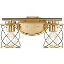 mavcadonf 2-Light UL Certified Brushed Gold Vanity Light, Metal Cage Shade Wall Sconce Over Mirror, Modern Farmhouse Light Fixture for Bathroom