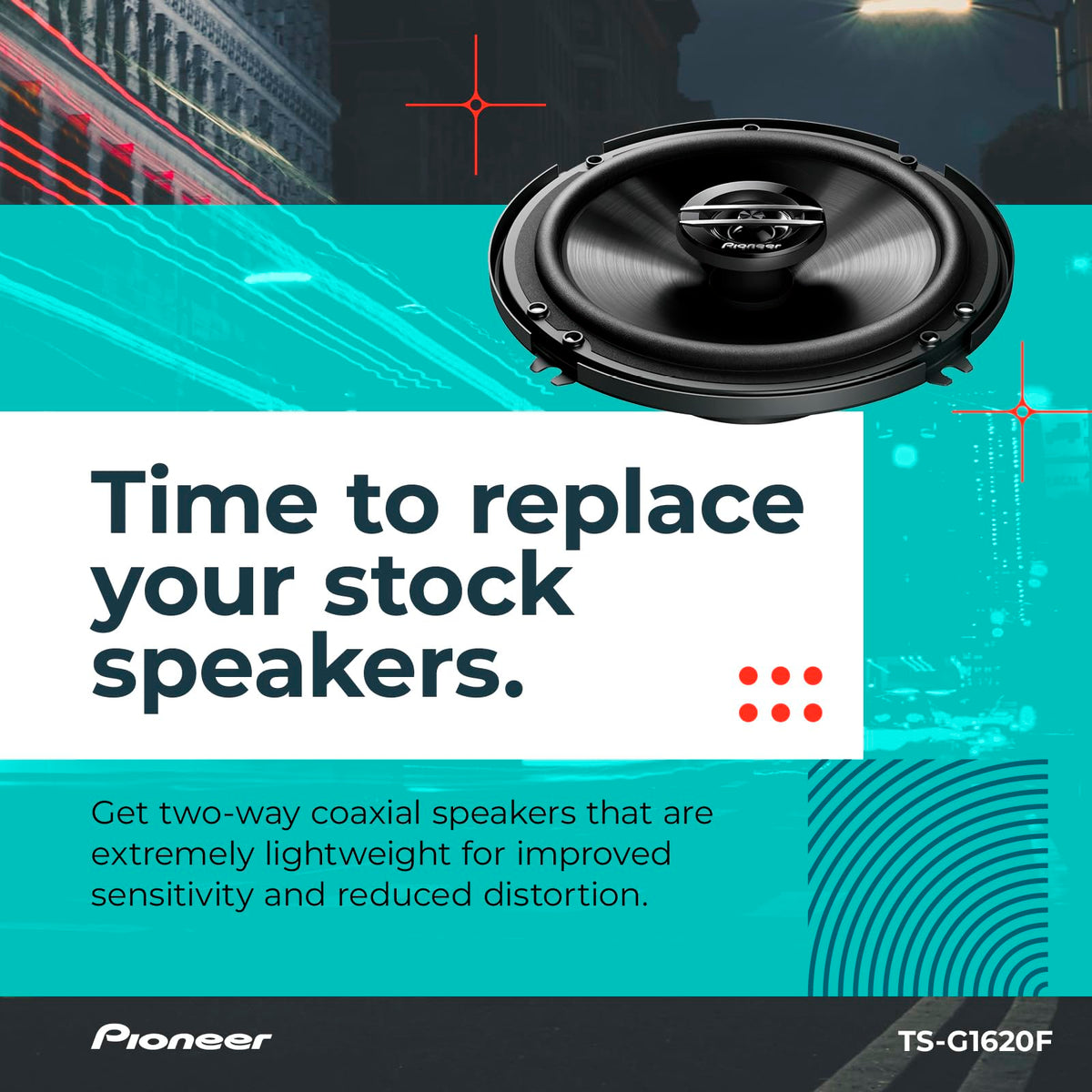 Pioneer G-Series TS-G1620F 6.5" 2-Way Coaxial Car Speakers 300W Max