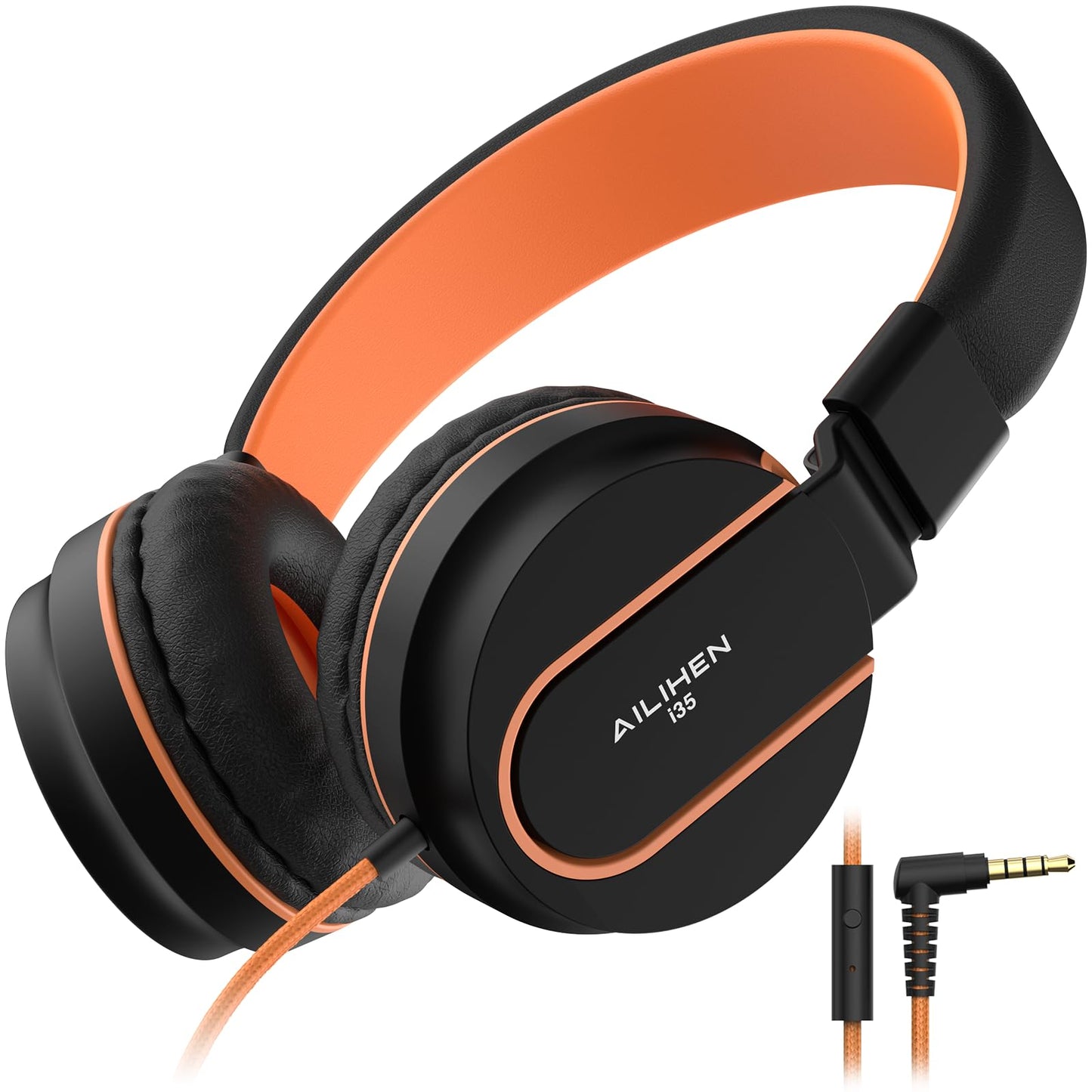 AILIHEN Kids Headphones, I35 On-Ear Headphones for School, Safe Volume 93dB, HD Mic Stereo Headphone for Kid Girls Boys, Foldable 3.5mm Wired…