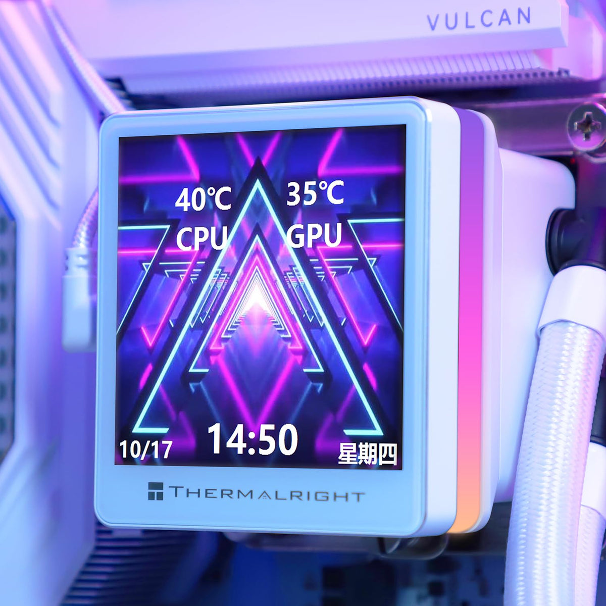 Thermalright Grand Vision 360 ARGB White CPU Water Cooler with 3 PWM Fans with 2150RPM,IPS LCD Screen with 480x480 Resolution,Liquid CPU Cooler
