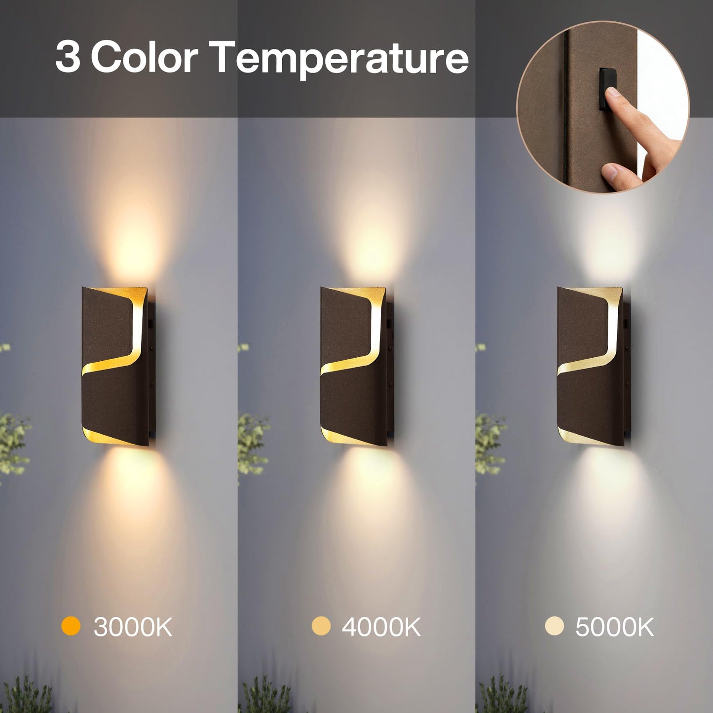 Tribesigns LED Outdoor Wall Lights with Dusk to Dawn Sensor, 11.8" Modern Wall Sconce with 3CCT, Dimmable, Waterproof, Exterior Lighting Fixtures