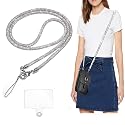 AOPNN Crossbody for Phone Lanyard Chain Water Diamond Universal Lanyard Suitable for most mobile phones and bags (Silver)