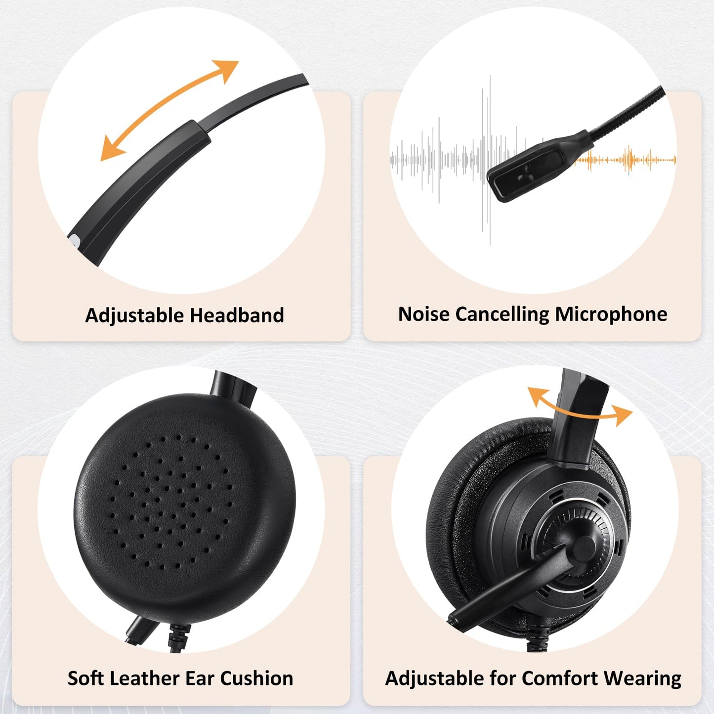 Phone Headset 2.5mm with Microphone Noise Canceling Mute Switch, Telephone Headset for Landline Cordless Phones Compatible with Panasonic VTech AT&T
