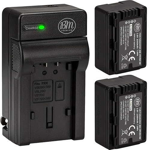 Big Mike's BM Premium Pack of 2 VW-VBK180 Batteries and Battery Charger for Panasonic HC-V10 HC-V100 HC-V500 HC-V700 Camcorder