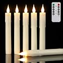 Daord LED Flameless Taper Candles with Flickering Flame Remote Timer Battery Operated Window Candlesticks for Christmas Halloween Wedding Decor