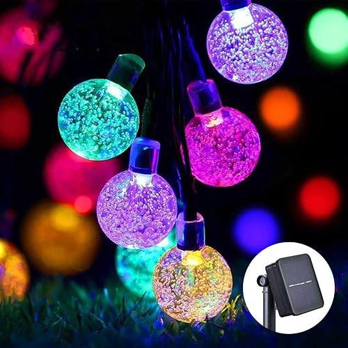 Solar String Lights Outdoor 100 Led 40 Feet Multi-Color Crystal Globe Lights with 8 Lighting Modes, Waterproof Solar Powered Patio Lights for Garden
