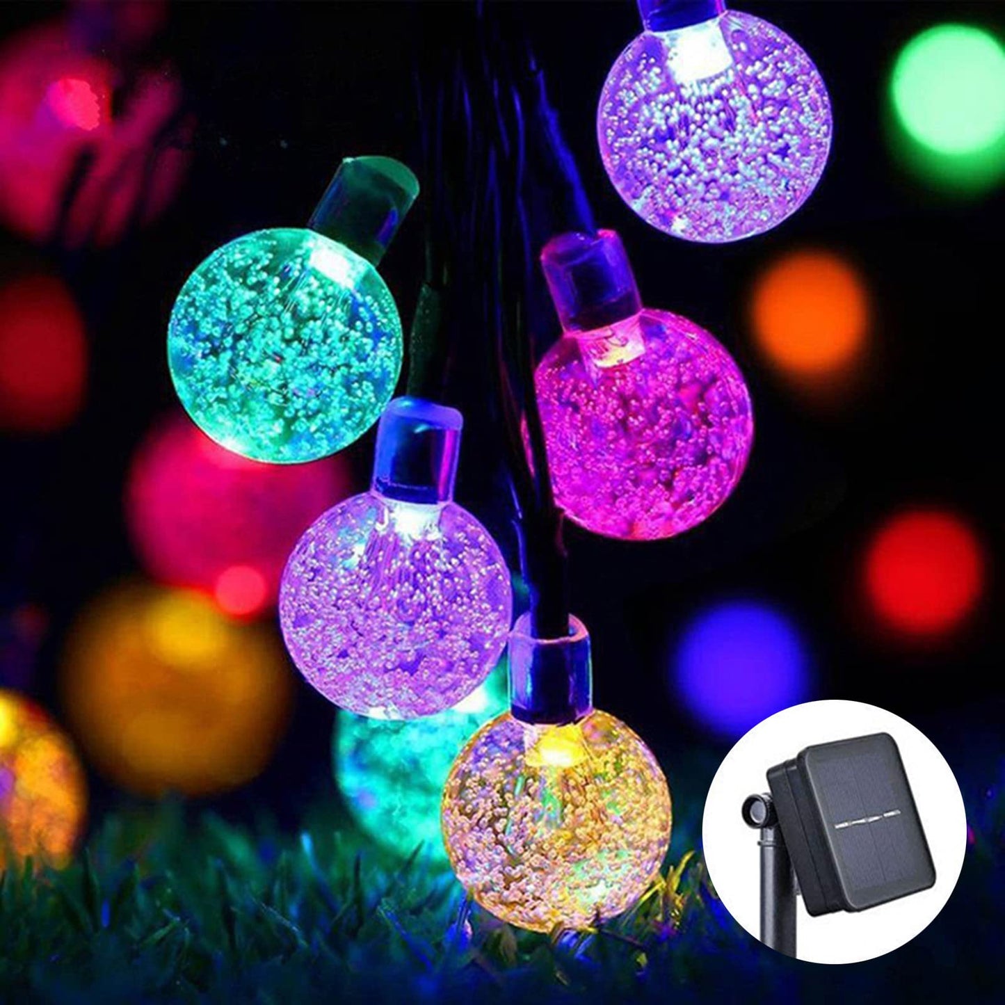 Solar String Lights Outdoor 100 Led 40 Feet Multi-Color Crystal Globe Lights with 8 Lighting Modes, Waterproof Solar Powered Patio Lights for Garden