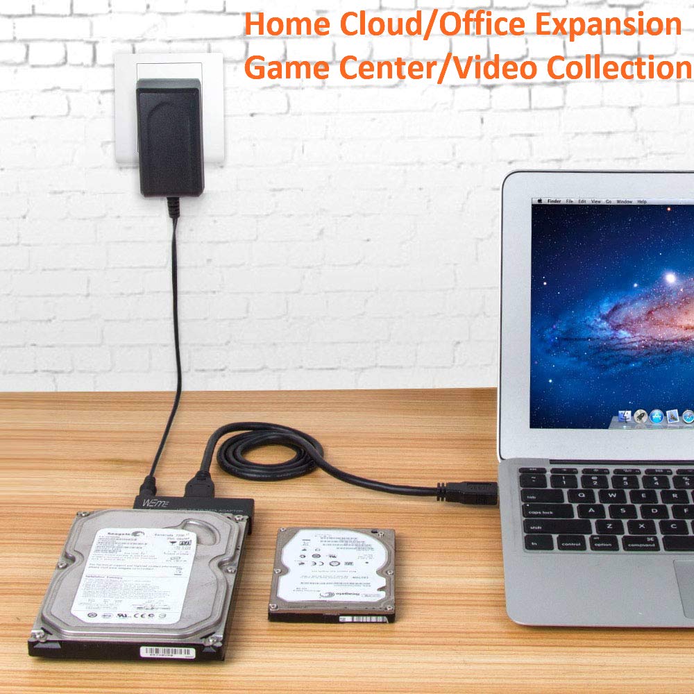 WEme USB 3.0 to SATA Converter Adapter for 2.5 3.5 Inch Hard Drive Disk SSD HDD, Power Adapter and USB 3.0 Cable Included