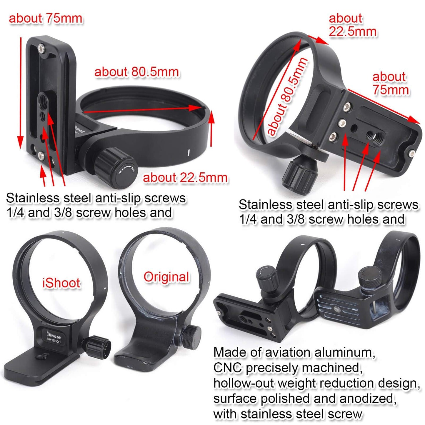 Lens Collar Support Tripod Mount Ring Compatible with Sigma 150-600mm f/5-6.3 DG OS HSM Contemporary TS-71 Lens, Bottom Bracket is ARCA Quick Release