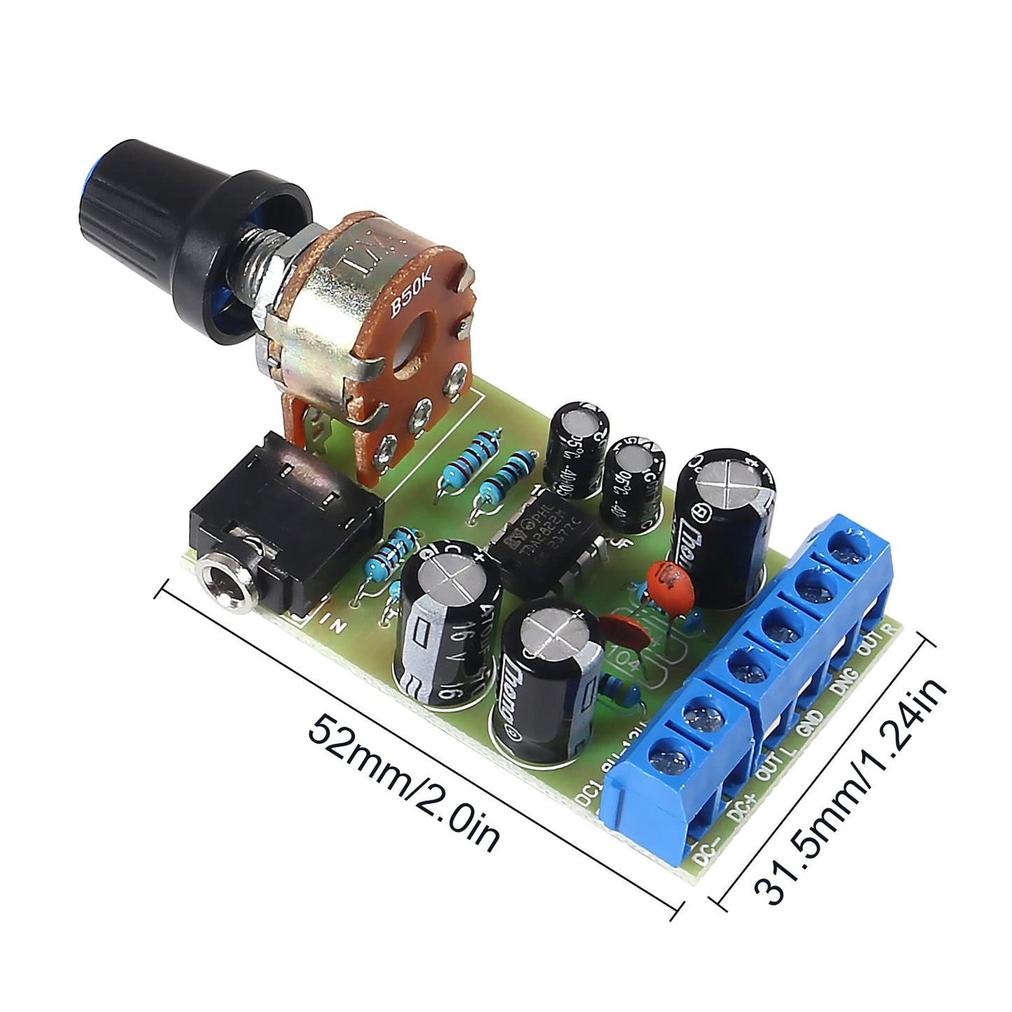 QCCAN 4pcs TDA2822M Audio Amplifier Board 2.0 Channel Stereo AMP Mini AUX Audio Amplifier Module DC1.8-12V