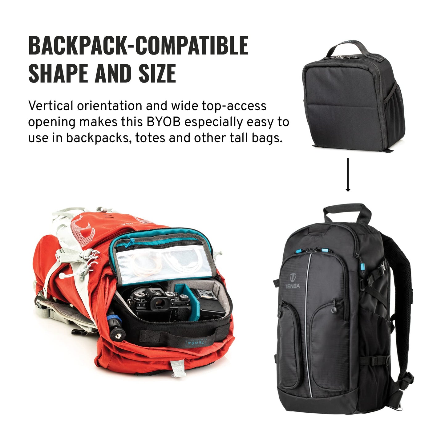 Tenba BYOB 9 Slim Backpack Insert - Turns any bag into a camera bag for DSLR and Mirrorless cameras and lenses - Blue (636-621)