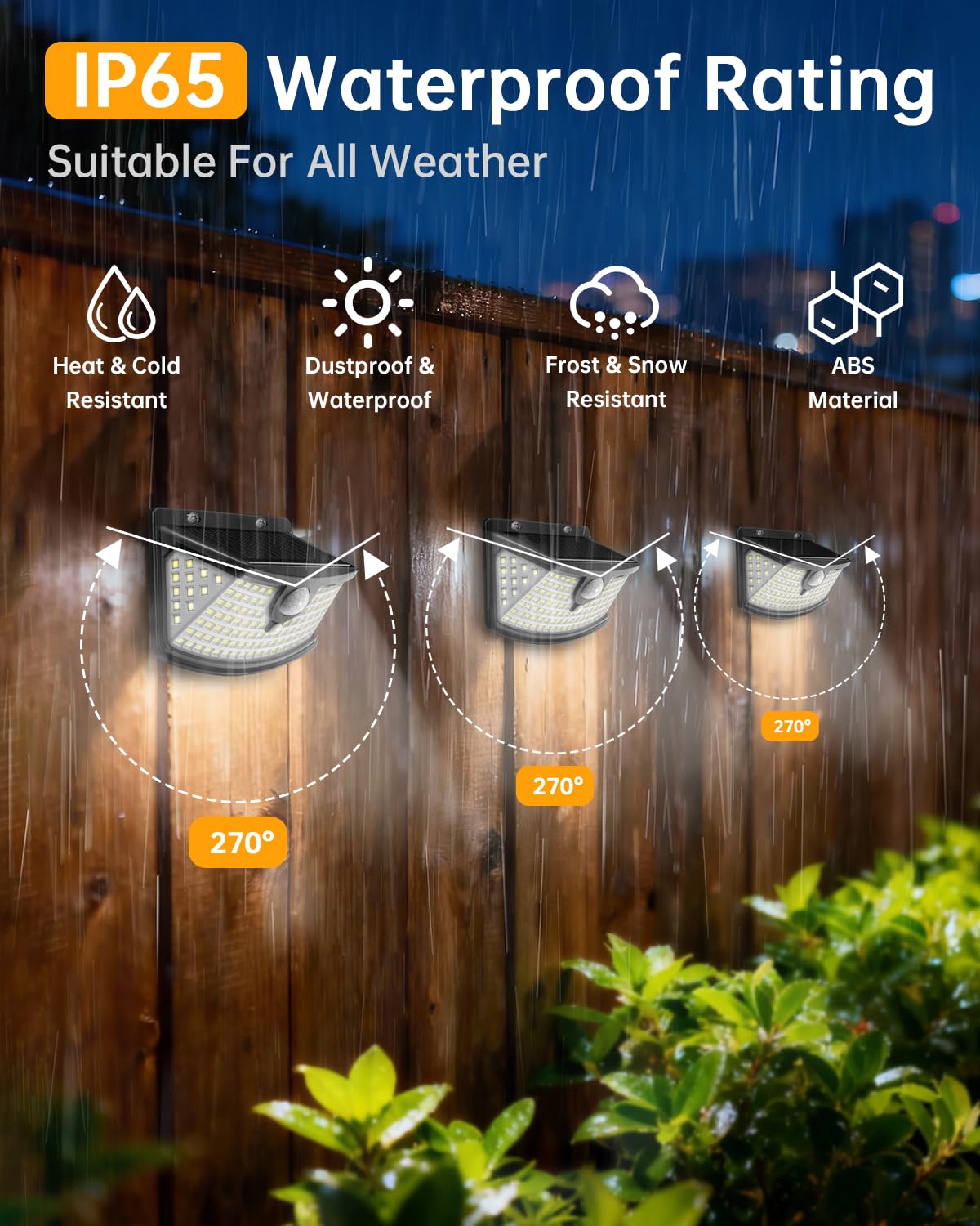 Aootek New Solar Motion Sensor Lights 120 LEDs with Lights Reflector,270° Wide Angle, IP65 Waterproof, Step Lights for Front Door, Yard, Garage, Deck