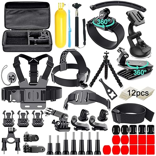 Appolab 61 in 1 Action Camera Accessories Kit for GoPro Hero 13 12 11 10 9 8 7 6, Gopro Max, GoPro Fusion, Xiaomi, Insta360, DJI Osmo Action, AKASO