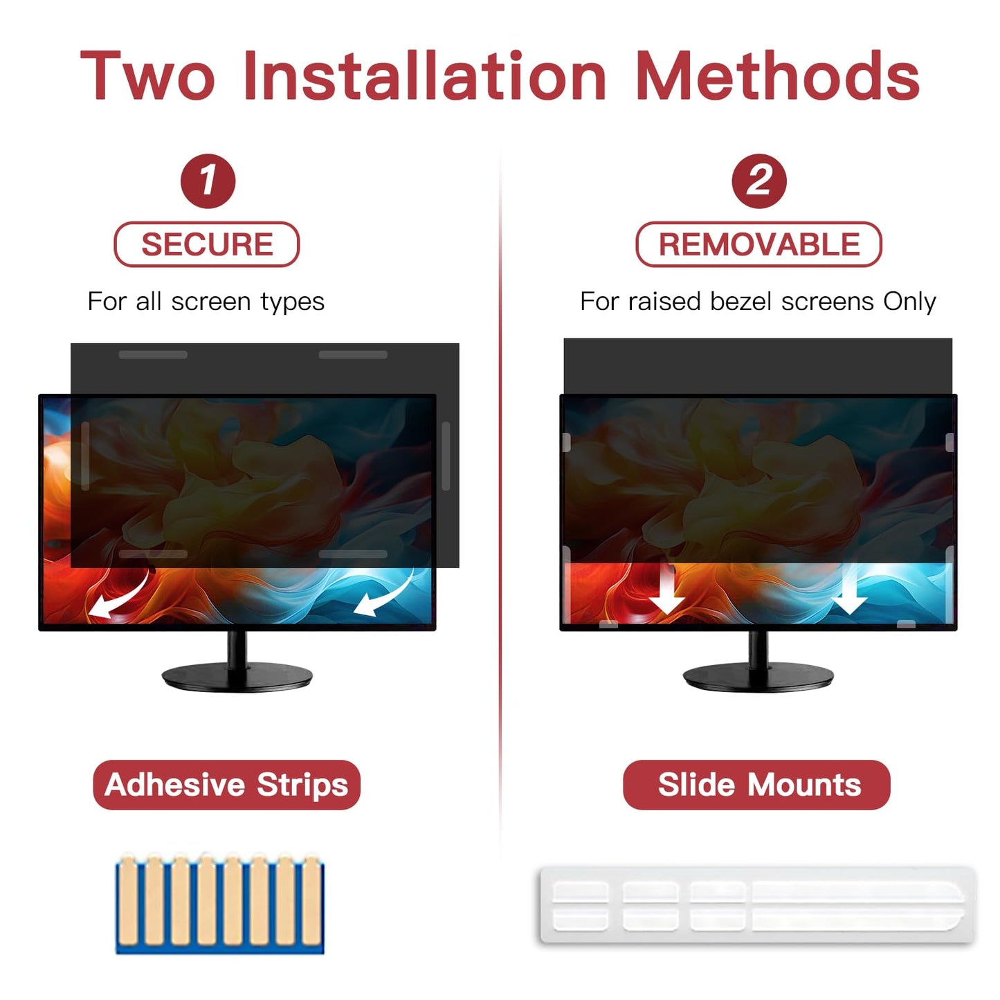 2 Pack 22 Inch Privacy Screen for Computer Monitor 16:10 Aspect Ratio, Eye Protection Anti Glare Computer Screen Cover, Removable Anti-Scratch