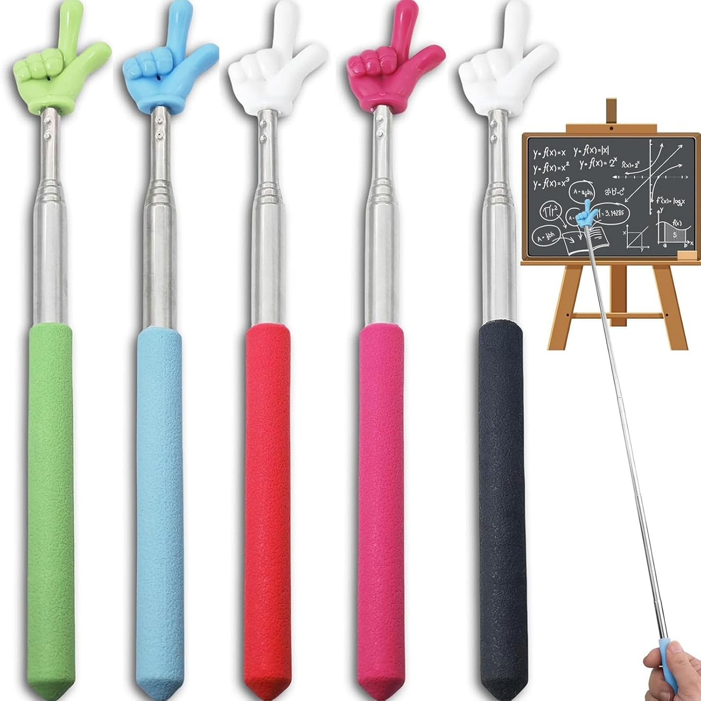 Kamwuld 5Pcs Pointer Finger Stick - Multipurpose Teacher Supplies Pointer Stick,Engaging Colors - Classroom Essentials for Effective Presentations