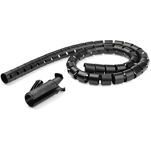 StarTech.com 2.5m (8.2ft) Cable Management Sleeve - Spiral - 1" (25mm) Diameter - W/Cable Loading Tool - Black (CMSCOILED2)
