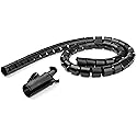 StarTech.com 2.5m (8.2ft) Cable Management Sleeve - Spiral - 1" (25mm) Diameter - W/Cable Loading Tool - Black (CMSCOILED2)