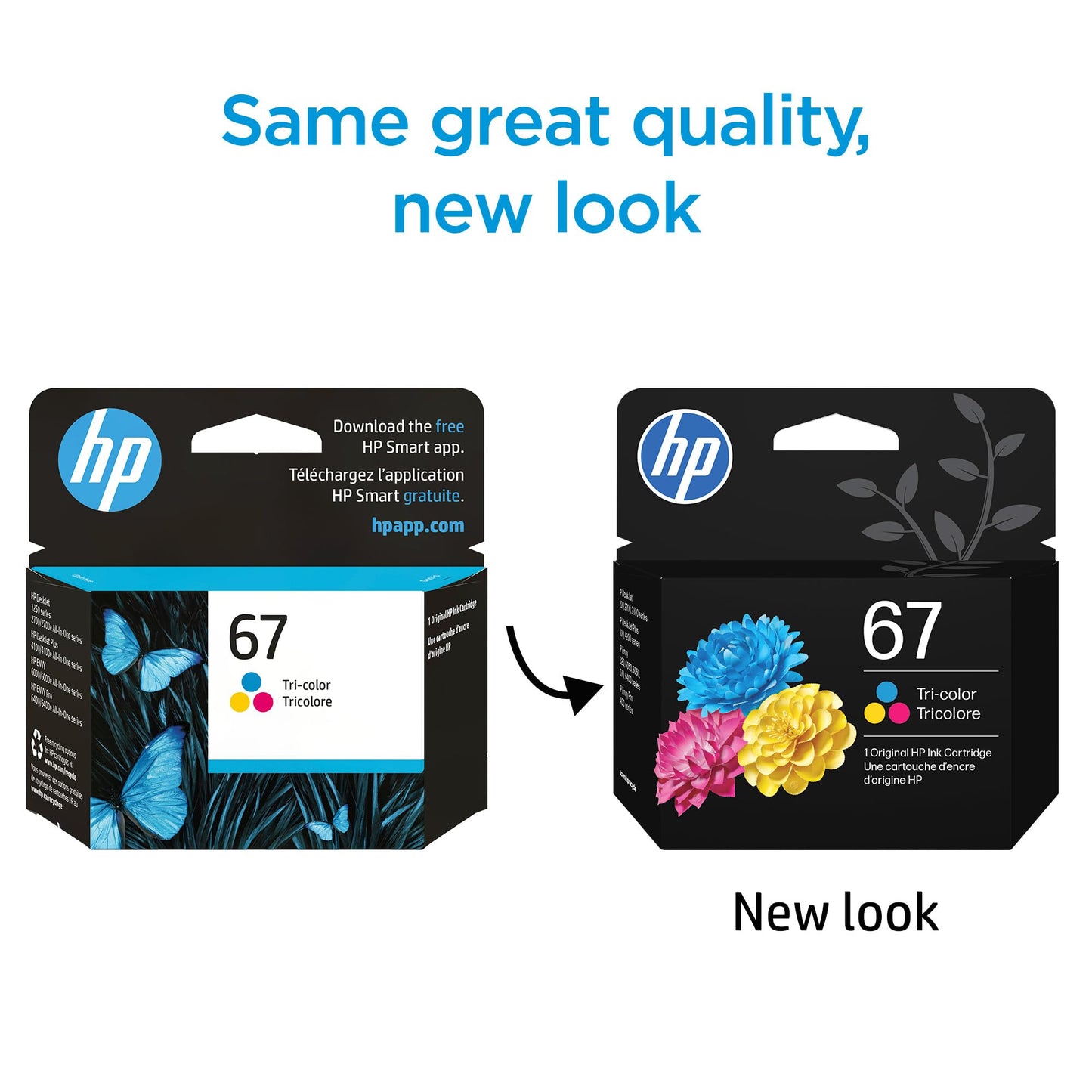 HP 67 Tri-Color Ink Cartridge | Works with DeskJet 1255, 2700, 4100 Series, Envy 6000, 6400 Series | Eligible for Instant Ink | 3YM55AN | Packaging