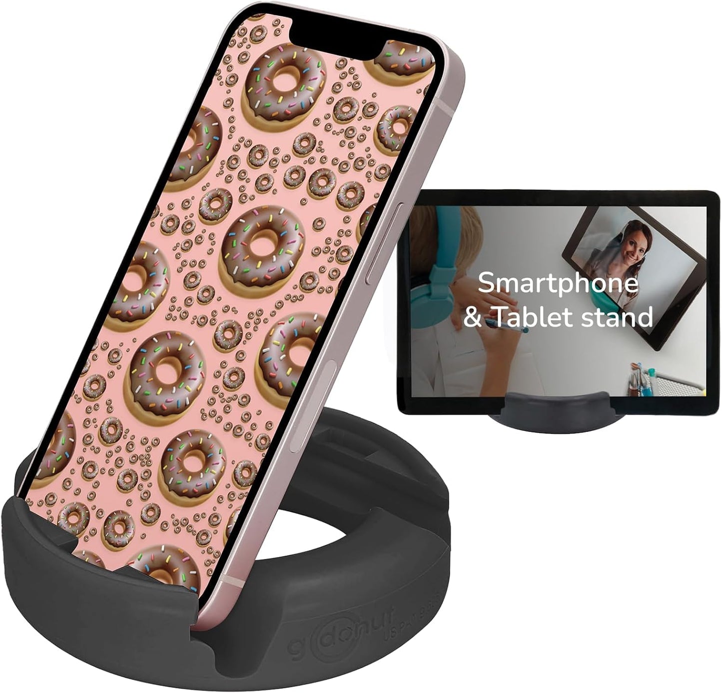 GoDonut Original - Smartphone and Tablet Stand - Compatible with Devices UP to 0.5" Thick Including Protective Cases - for use at Work, at Home