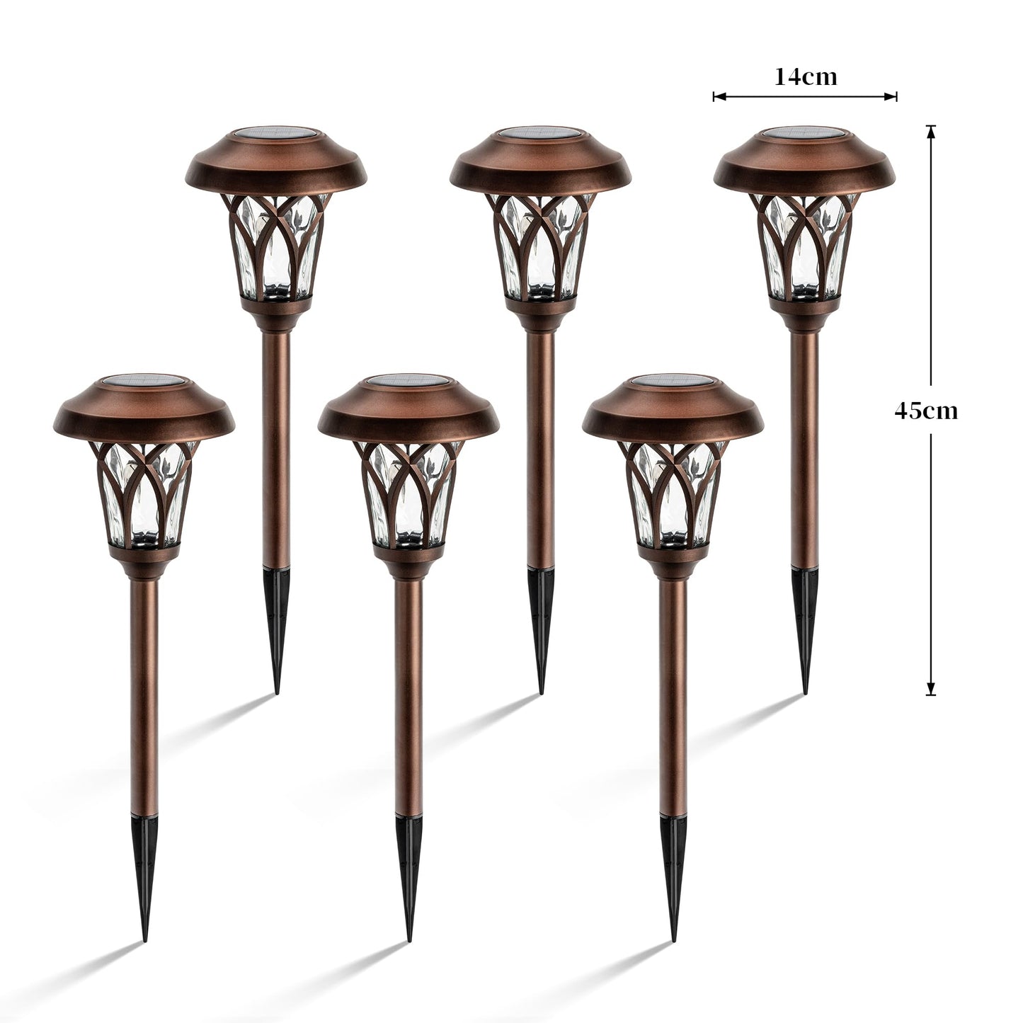 GIGALUMI 6 Pack Solar Pathway Lights Outdoor, Metal Glass & ABS Solar Landscape Lights Waterproof IP65, Warm White Solar Powered Garden Lights