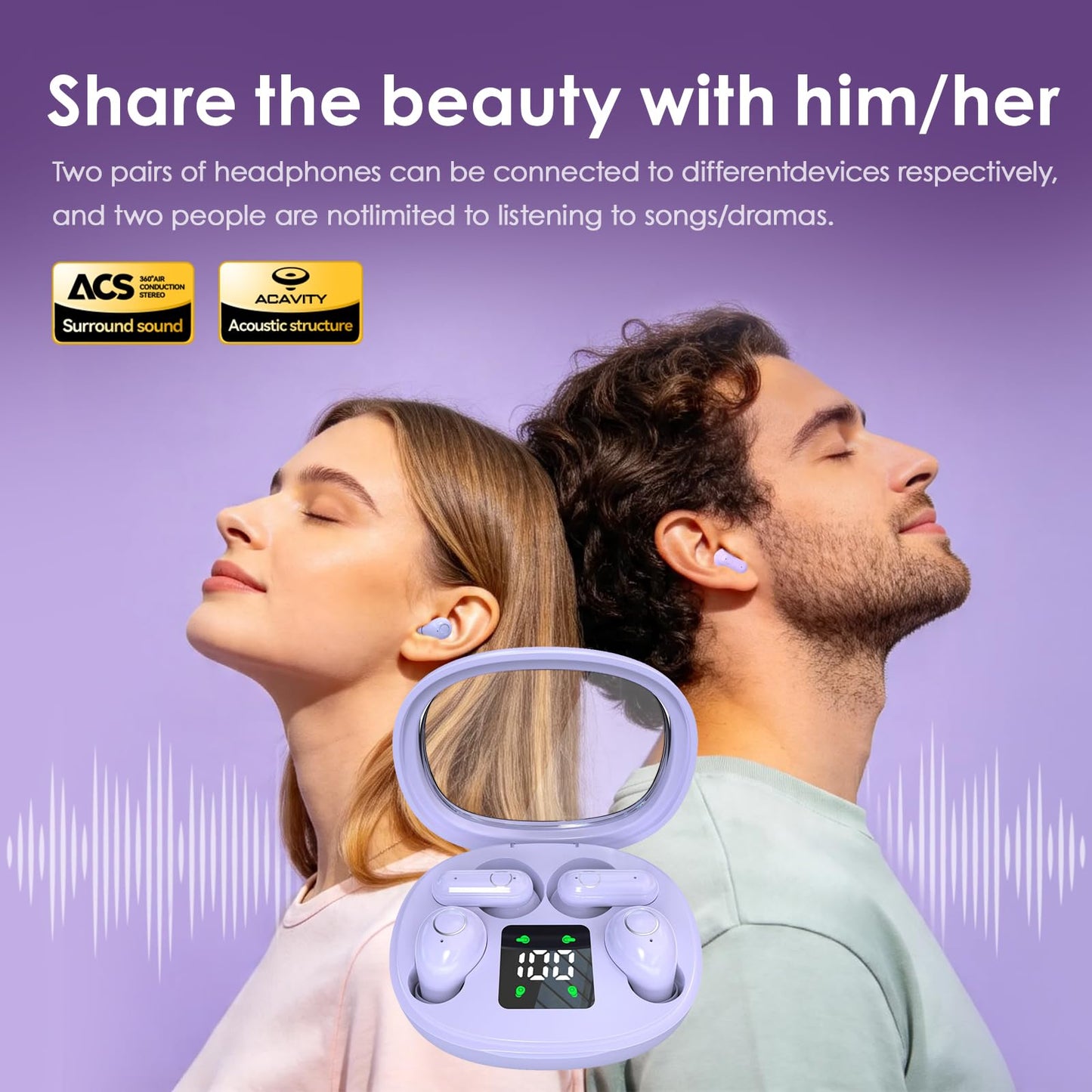 AIKESI Mini Wireless Sleep Earphones, Designed for Side Sleepers - Invisible Flat Earbuds, Comfortable for Small Ears, Discreet in-Ear Design