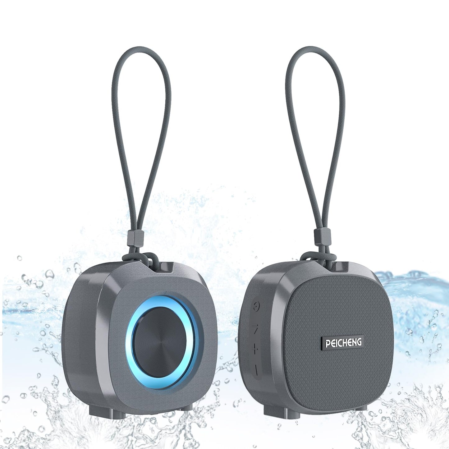 PEICHENG Speaker, Small Portable Bluetooth Wireless IPX5 Waterproof Shower Speaker,Loud Stereo Sound Deep Bass,TWS Paire, RGB Lights,Long Playtime