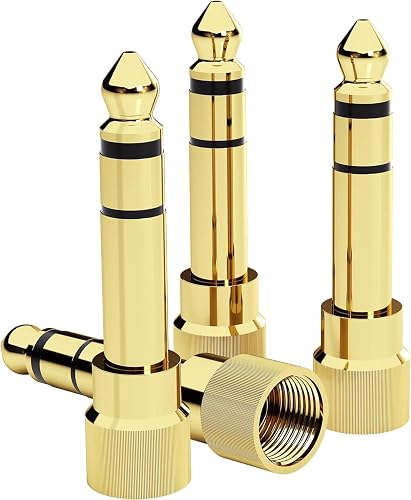 bestune 5Pcs Gold Plated Stereo Phone Screw-On Adapter 6.35mm (1/4 Inch) Male to 3.5mm (1/8 Inch) Female Audio Adapter